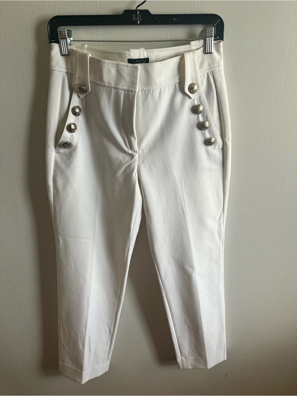 White House Black Market White Cropped Sailor Button Pants